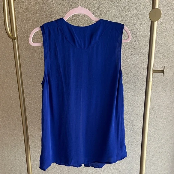**Vintage** 100% Silk Theory Cobalt Blue Sleeveless Blouse - Picture 4 of 5